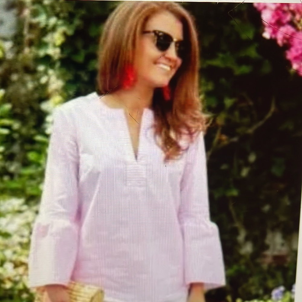 J. Crew Striped Bell-Sleeve Top in Striped, Pink